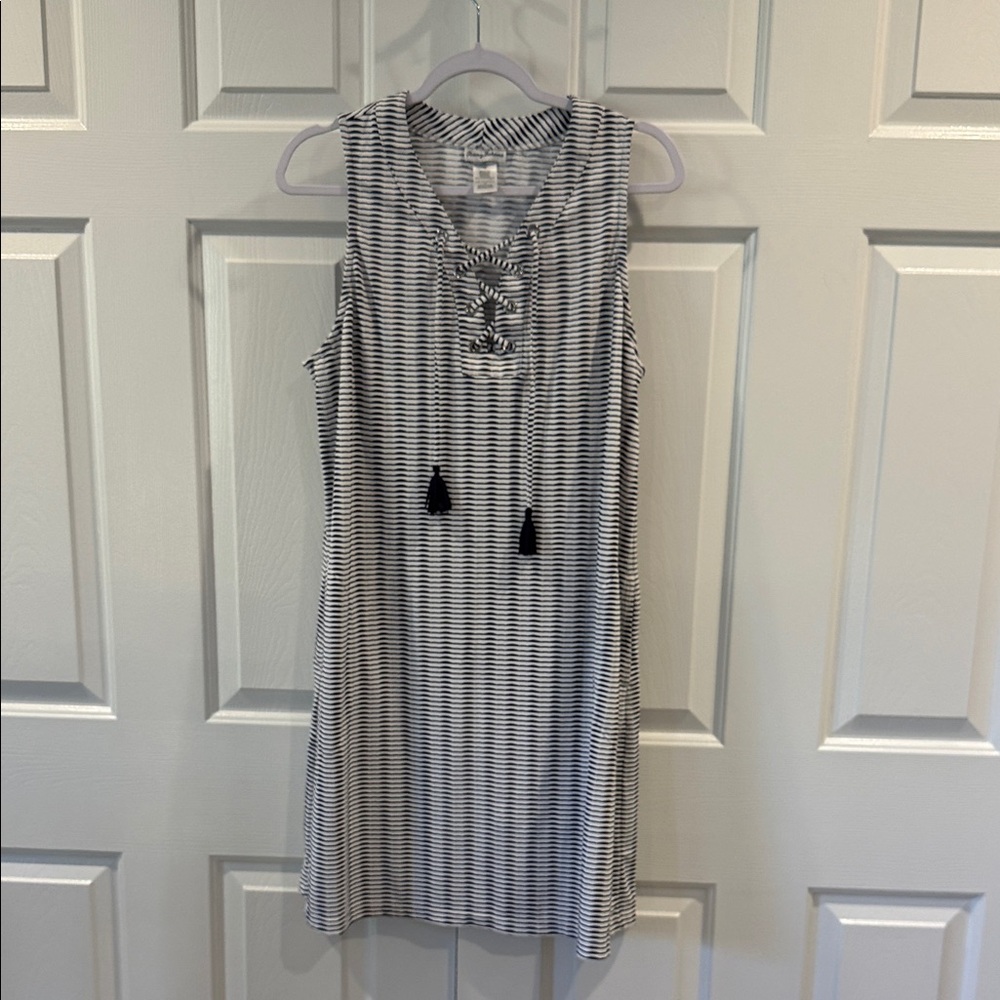Tommy Bahama Sleeveless Striped Dress with Tassel Detail Women’s Large